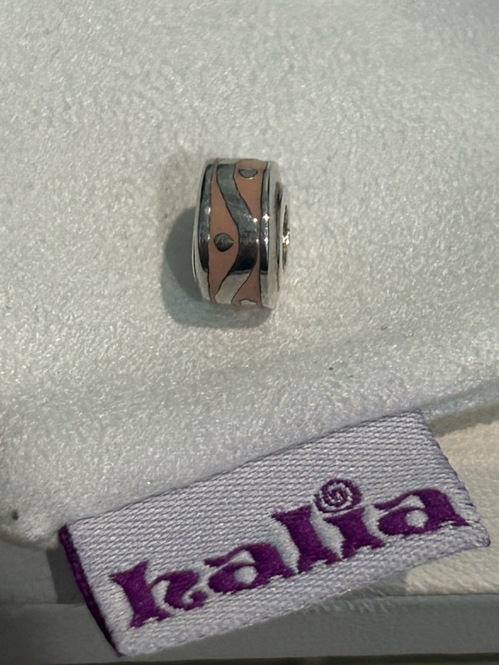 Pandora-style “Cotton Candy” Charm - Sterling Silver/Pink Enamel